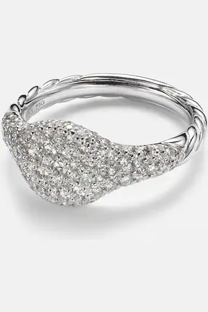 David Yurman 18kt white gold pinky ring with diamonds