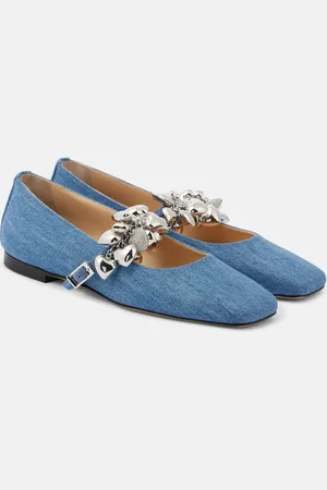 Mach & Mach Puffy Heart denim Mary Jane flats