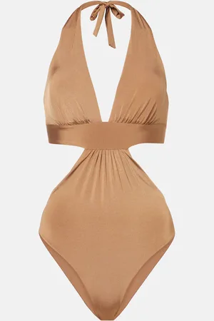 Max Mara Cassie belted halterneck swimsuit
