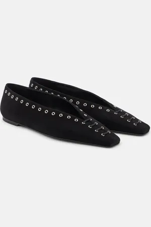 Totême Suede lace-up ballet flats