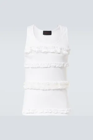 Simone Rocha Ruffled cotton jersey tank top