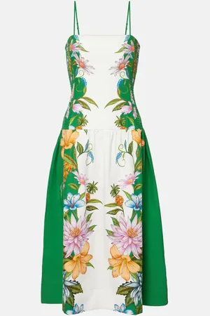 Farm Rio Sweet Bloom linen-blend midi dress