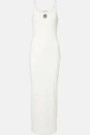 BLUMARINE Ribbed-knit cotton jersey maxi dress