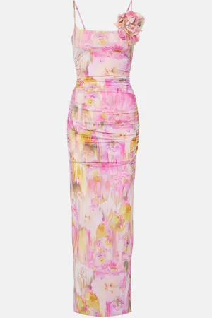 BLUMARINE Floral-appliquÃ© printed jersey maxi dress