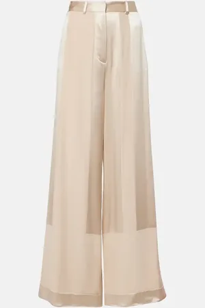 Joseph Corto paneled silk satin straight pants