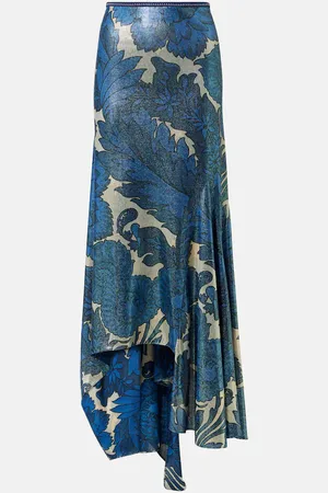 Etro Printed asymmetric lamÃ© maxi skirt
