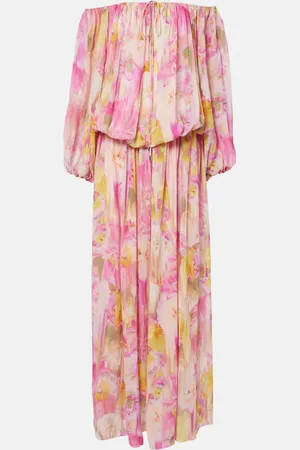 BLUMARINE Floral off-shoulder georgette gown