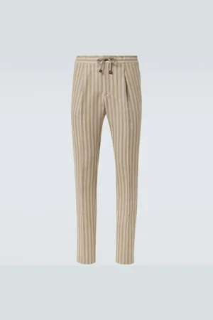 Incotex Striped cotton and linen tapered pants