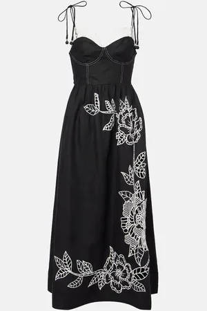 Farm Rio Linen lace midi dress