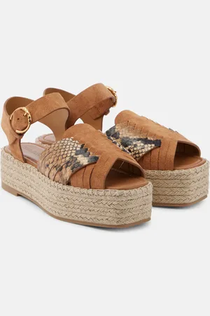 ULLA JOHNSON Elsa snake-effect leather espadrilles