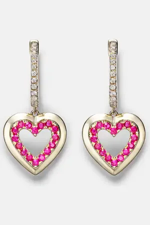 Roxanne First 14kt hoop earrings with diamonds and sapphires