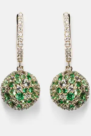 Roxanne First Bauble 18kt drop earrings with diamonds and garnets