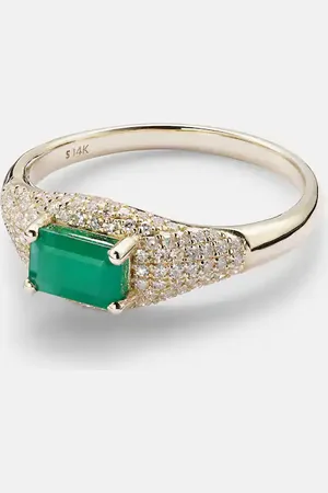 STONE AND STRAND 14kt ring with emerald and diamonds