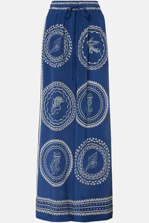 ALÉMAIS Oceane printed silk wide-leg pants