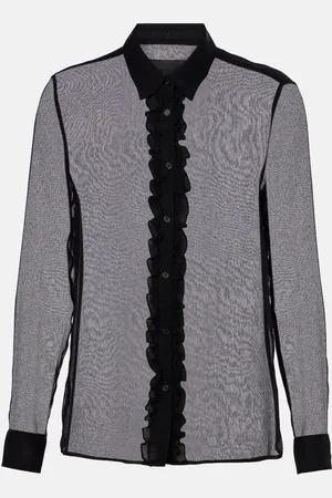 NILI LOTAN Kris ruffled sheer silk shirt