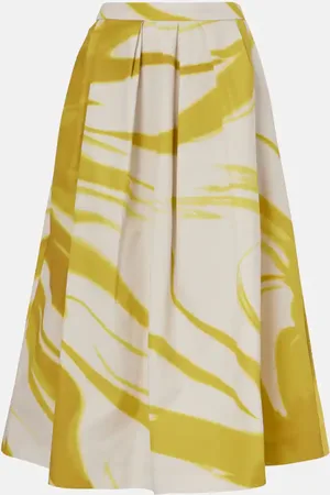 DRIES VAN NOTEN Printed cotton midi skirt