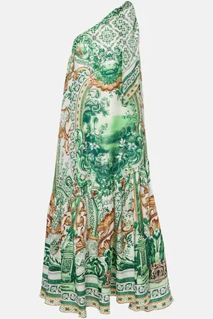 Camilla Printed one-shoulder silk maxi dress