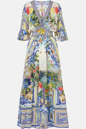 Camilla Printed ruffled silk maxi dress