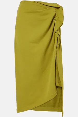 DRIES VAN NOTEN Gathered cotton midi skirt