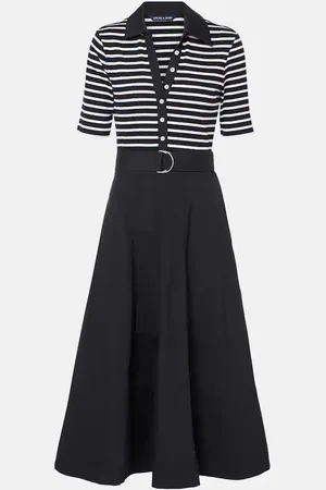 VERONICA BEARD Delise striped cotton-blend midi dress