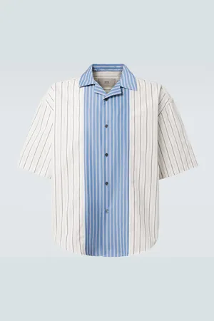 Ami Striped cotton poplin bowling shirt