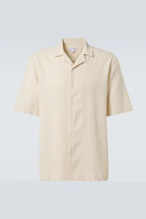 Sunspel Checked cotton bowling shirt