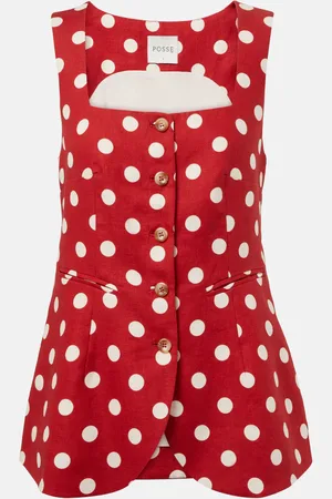 POSSE Lucille polka-dot linen vest