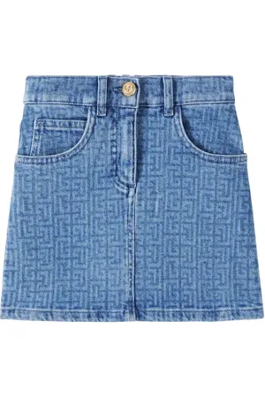 Balmain Monogram denim skirt