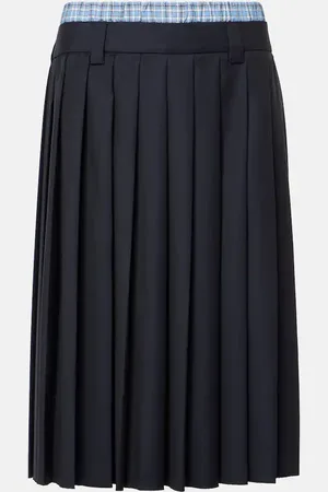 Miu Miu Pleated wool midi skirt