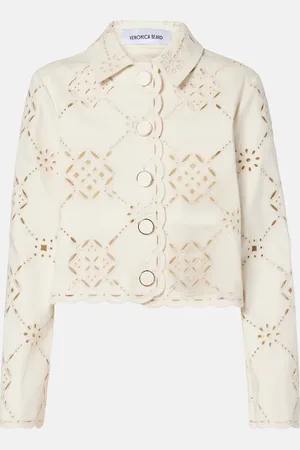 VERONICA BEARD Adelaide laser-cut cropped cotton jacket