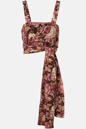 Chloé Floral crÃªpe de chine crop top