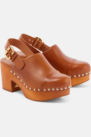 Chloé Jeannette leather wedge clogs