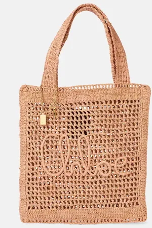 Chloé Summer Banana raffia-effect tote bag