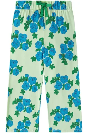 Mini Rodini Blue Roses cotton-blend pants