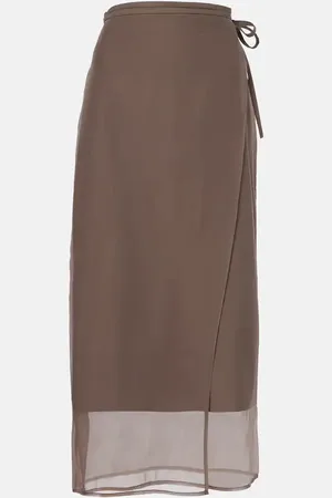 Brunello Cucinelli Cotton-blend midi skirt