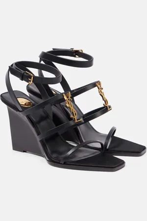 Saint Laurent Cassandra 90 leather wedge sandals