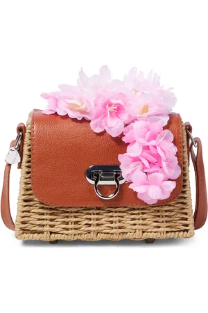 MONNALISA Floral-appliquÃ© woven crossbody bag