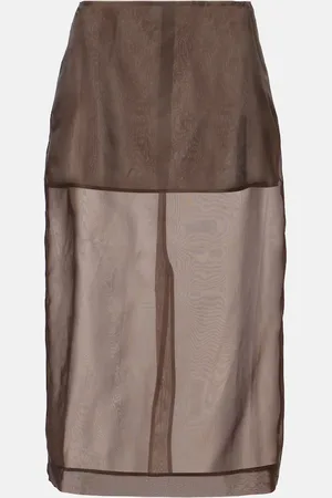 The Frankie Shop Peri sheer silk-blend midi skirt