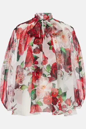 Dolce & Gabbana Floral tie-neck silk chiffon blouse