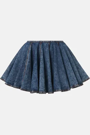 Alaïa Pleated denim miniskirt