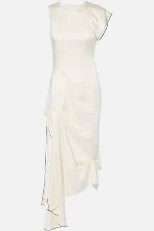 Victoria Beckham Gathered draped satin midi dress