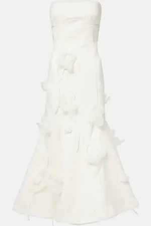 ROTATE Bridal floral-appliquÃ© midi dress