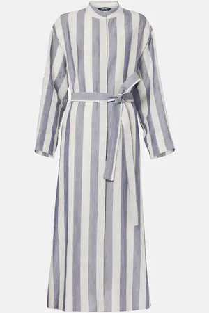 Max Mara Rima striped ramie and cotton midi dress
