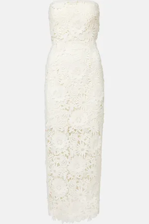 ROTATE Bridal strapless lace midi dress