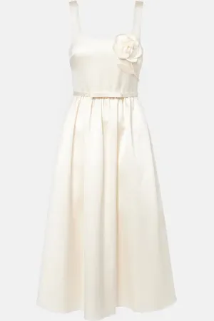 Self-Portrait Bridal floral-appliquÃ© satin midi dress