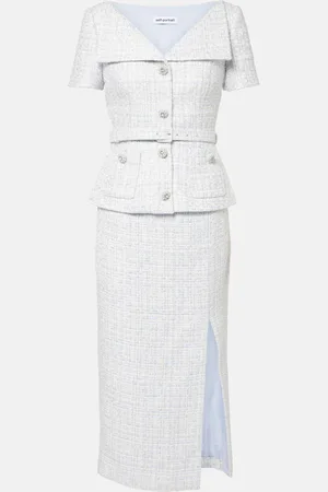 Self-Portrait Peplum bouclÃ© midi dress