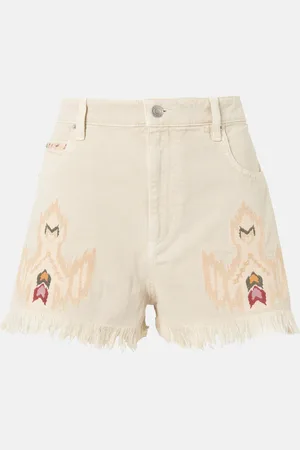 Marant Etoile Lesia embroidered frayed denim shorts