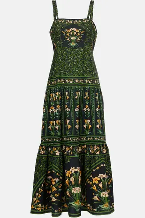 Farm Rio Flowers Arch linen-blend midi dress