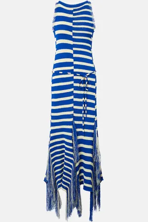 Proenza Schouler Yves striped fringed knitted maxi dress