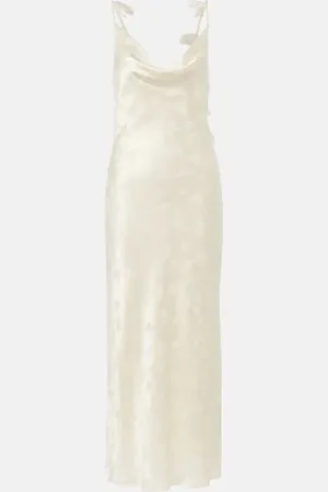 ROTATE Bridal silk satin jacquard midi dress